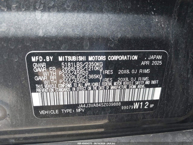 Продажа на аукционе авто 2025 Mitsubishi Outlander Se 2.5 2wd, vin: JA4J3VA84SZ039888, номер лота: 45404370