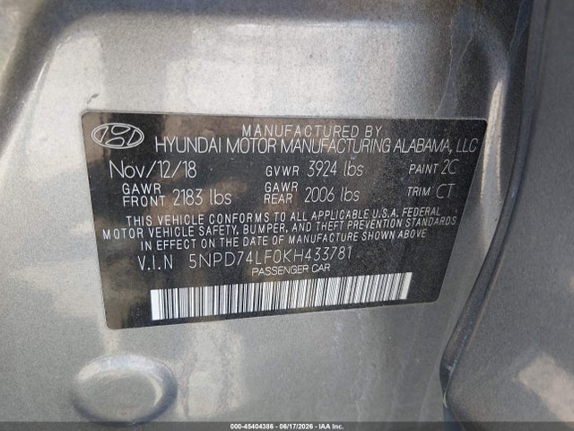 Hyundai ELANTRA SE 2019 5NPD74LF0KH433781 Image 9