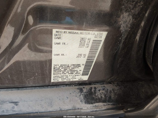 Aukcja sprzedaży 2016 Nissan Altima 2.5 Sv, vin: 1N4AL3AP7GC177667, numer aukcji: 45404458