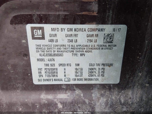 Продажа на аукционе авто 2018 Buick Encore Preferred, vin: KL4CJESB0JB565063, номер лота: 45404464