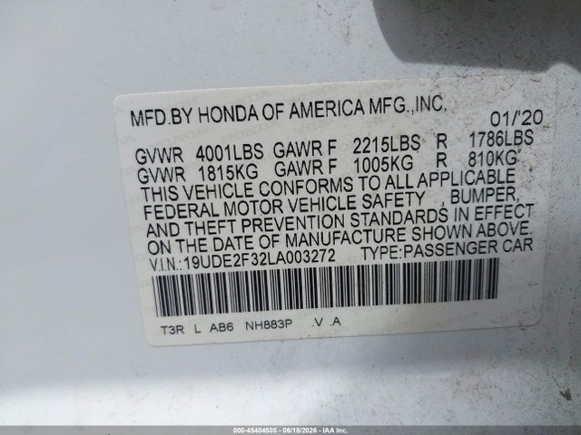 Aukcja sprzedaży 2020 Acura Ilx Standard, vin: 19UDE2F32LA003272, numer aukcji: 45404505