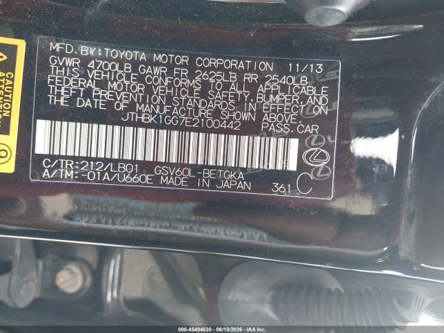 Продаж на аукціоні авто 2014 Lexus Es 350, vin: JTHBK1GG7E2100442, номер лоту: 45404530
