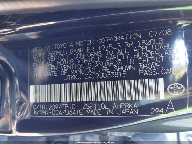 Aukcja sprzedaży 2009 Toyota Scion, vin: JTKKU10429J033815, numer aukcji: 45404546