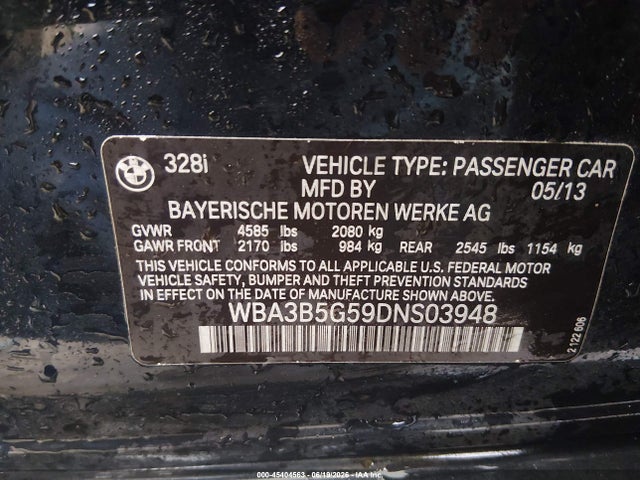 Продаж на аукціоні авто 2013 Bmw 328i Xdrive, vin: WBA3B5G59DNS03948, номер лоту: 45404563