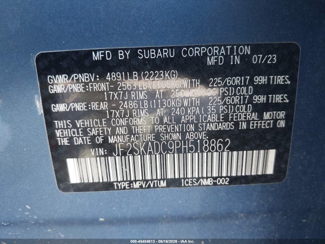 Продажа на аукционе авто 2023 Subaru Forester Premium, vin: JF2SKADC9PH518862, номер лота: 45404613