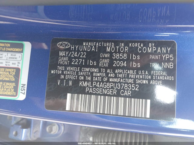 2023 Hyundai Elantra Limited მანქანა იყიდება აუქციონზე, vin: KMHLP4AG8PU378352, აუქციონის ნომერი: 45404621