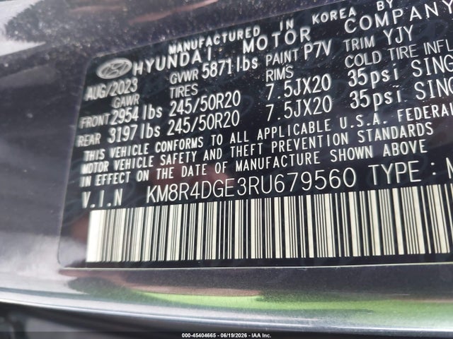 Aukcja sprzedaży 2024 Hyundai Palisade Sel, vin: KM8R4DGE3RU679560, numer aukcji: 45404665