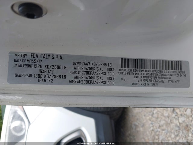 45404673 :رقم المزاد ، ZFBERFAB0H6G75702 vin ، 2017 Ram Promaster City Tradesman مزاد بيع