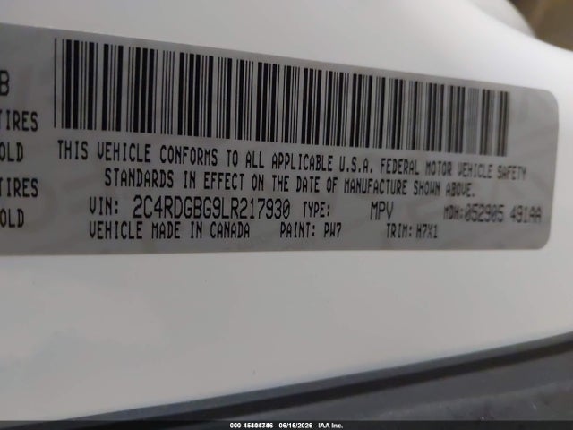Dodge Grand Caravan Se 2020 2C4RDGBG9LR217930 Image 9