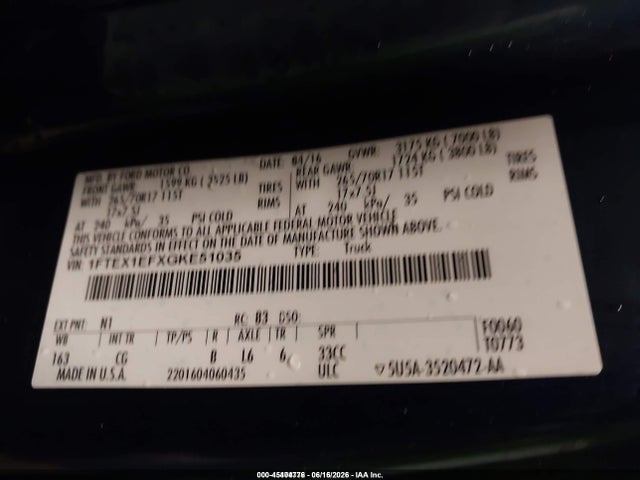 Ford F-150 Xl 2016 1FTEX1EFXGKE51035 Image 9