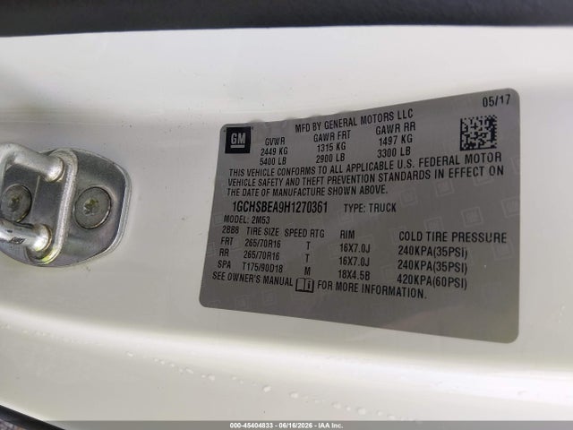 1GCHSBEA9H1270361 Chevrolet Colorado 2wd Wt