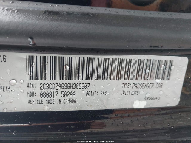 45404855 :رقم المزاد ، 2C3CDZAG9GH309607 vin ، 2016 Dodge Challenger Sxt مزاد بيع