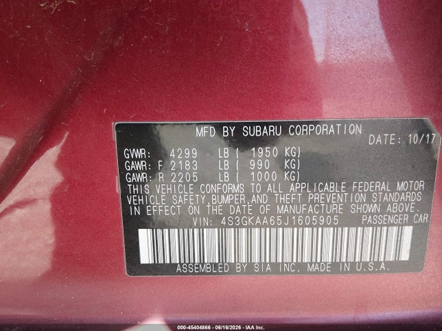Subaru Impreza 2.0i 2018 4S3GKAA65J1605905 Image 9