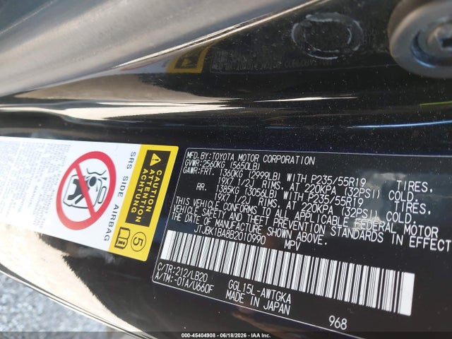 45404908 :رقم المزاد ، JTJBK1BA8B2010990 vin ، 2011 Lexus Rx 350 مزاد بيع