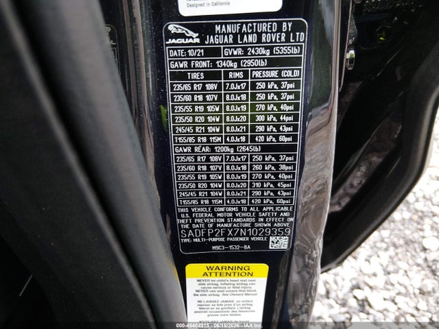 Jaguar E-pace Se P250 Awd Automatic 2022 SADFP2FX7N1029359 Image 9