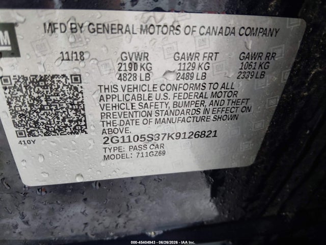 Chevrolet Impala Premier 2019 2G1105S37K9126821 Image 9