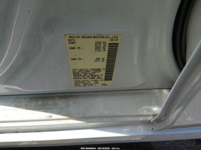 Nissan Altima 2.5 Sv 2015 1N4AL3AP3FC198210 Image 9