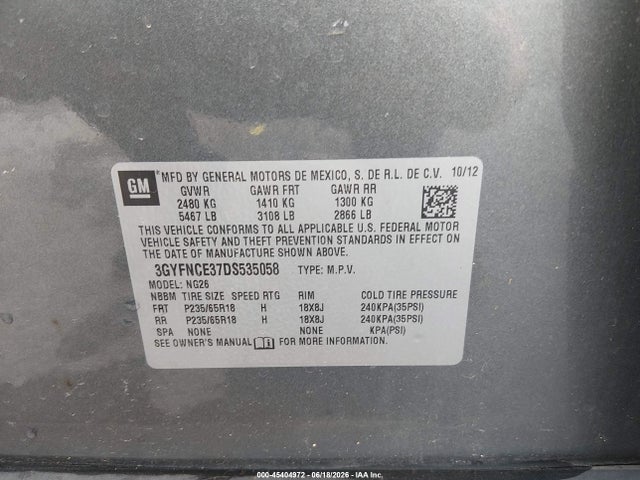 Продажа на аукционе авто 2013 Cadillac Srx Luxury Collection, vin: 3GYFNCE37DS535058, номер лота: 45404972