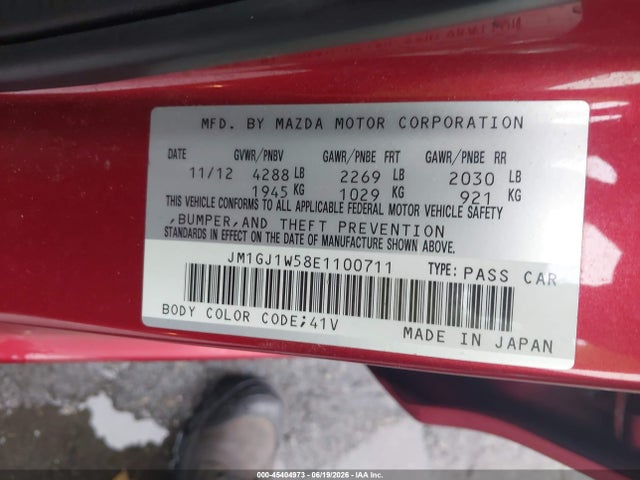 45404973 :رقم المزاد ، JM1GJ1W58E1100711 vin ، 2014 Mazda Mazda6 I Grand Touring مزاد بيع