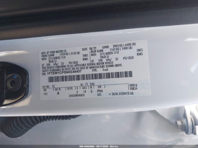 Ford F-150 Xl 2022 1FTEW1CP5NKE48457 Image 9