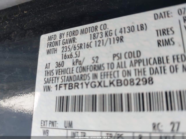 Ford Transit-250 2020 1FTBR1YGXLKB08298 Image 9