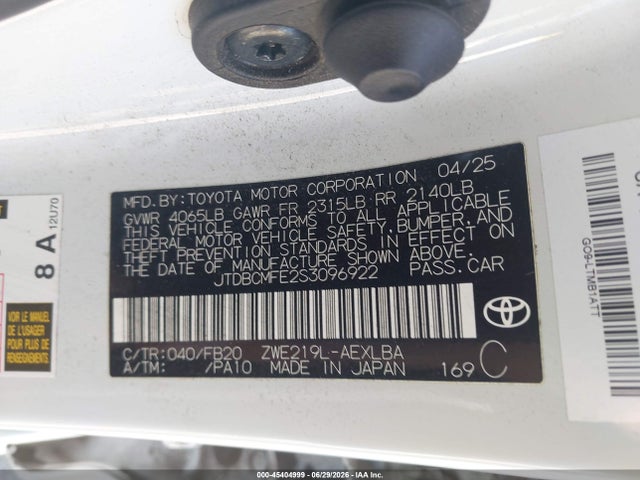 Toyota Corolla Hybrid Le 2025 JTDBCMFE2S3096922 Image 9