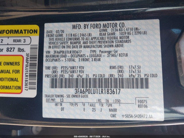 Ford Fusion Hybrid Se 2020 3FA6P0LU1LR183617 Image 9