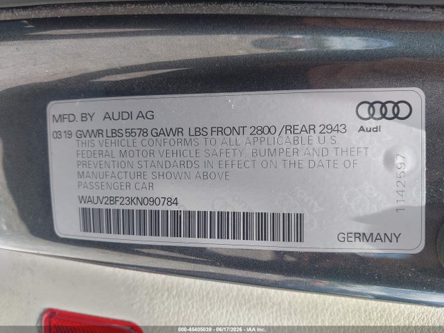 Aukcja sprzedaży 2019 Audi A7 55 Premium, vin: WAUV2BF23KN090784, numer aukcji: 45405039