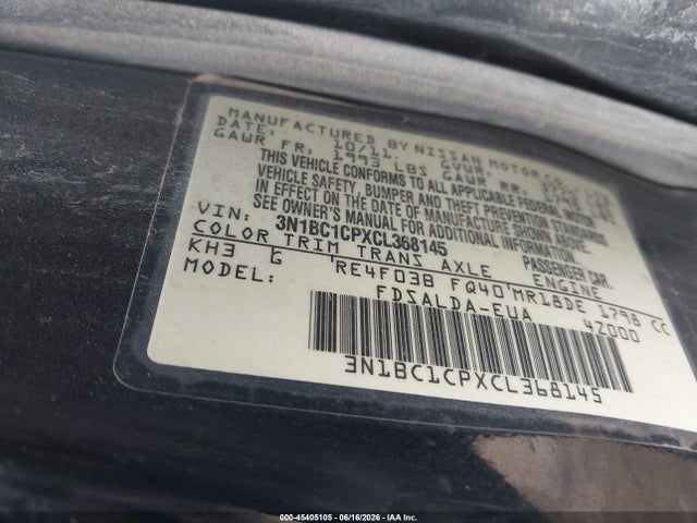 Продажа на аукционе авто 2012 Nissan Versa 1.8 S, vin: 3N1BC1CPXCL368145, номер лота: 45405105