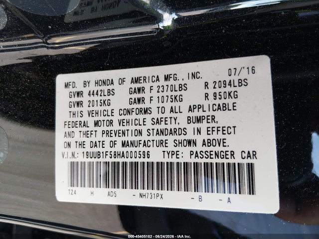 Продажа на аукционе авто 2017 Acura Tlx Technology Package, vin: 19UUB1F58HA000596, номер лота: 45405182