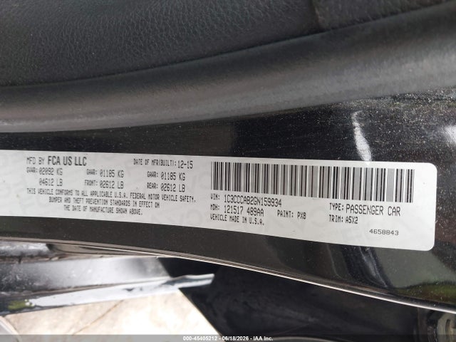 Продажа на аукционе авто 2016 Chrysler 200 Limited, vin: 1C3CCCAB2GN159934, номер лота: 45405212
