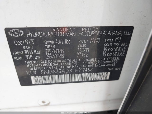 Hyundai Santa Fe Sel 2020 5NMS33ADXLH212458 Image 9
