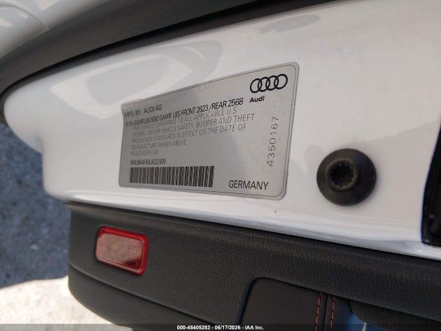 45405282 :رقم المزاد ، WAUB4AF49LA022409 vin ، 2020 Audi S4 Premium Plus Tfsi Quattro Tiptronic مزاد بيع