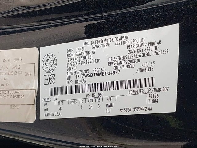 Ford F-250 Lariat 2021 1FT7W2BT6MED34977 Image 9