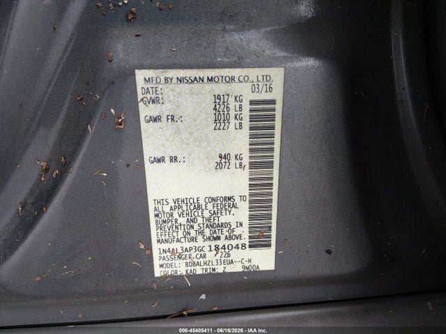 1N4AL3AP3GC184048 Nissan Altima 2.5 Sr