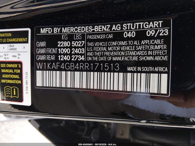45405461 :رقم المزاد ، W1KAF4GB4RR171513 vin ، 2024 Mercedes-benz C 300 مزاد بيع