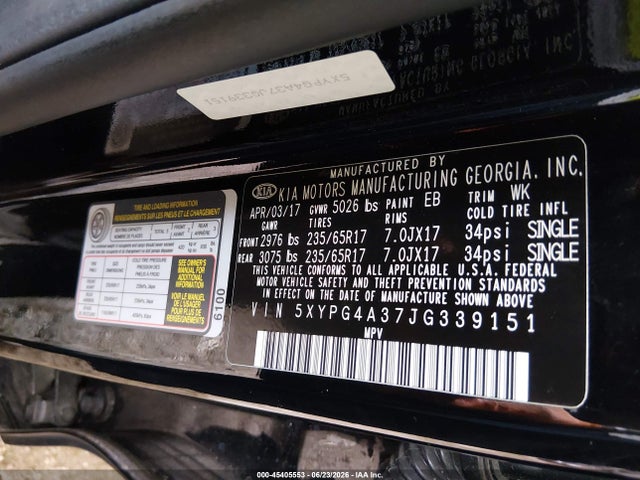 KIA Sorento 2.4l L 2018 5XYPG4A37JG339151 Image 9
