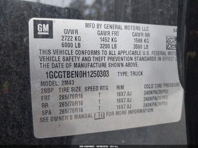 Chevrolet Colorado Wt 2017 1GCGTBEN0H1250303 Image 9