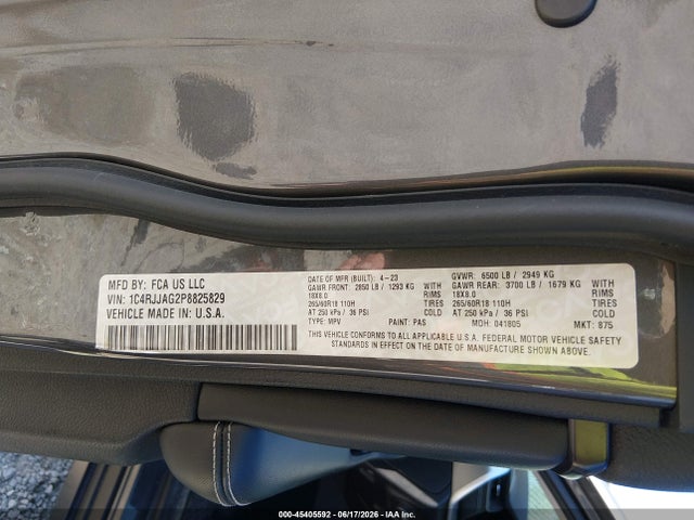 45405592 :رقم المزاد ، 1C4RJJAG2P8825829 vin ، 2023 Jeep Grand Cherokee L Laredo 4x2 مزاد بيع