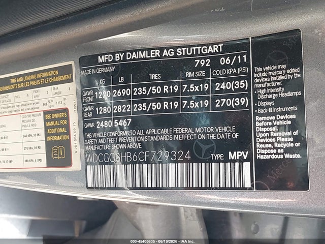 Продажа на аукционе авто 2012 Mercedes-benz Glk 350 4matic, vin: WDCGG8HB6CF729324, номер лота: 45405605