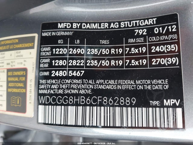 Auction sale of the 2012 Mercedes-benz Glk 350 4matic, vin: WDCGG8HB6CF862889, lot number: 45405677