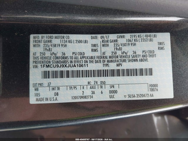 Ford Escape Titanium 2018 1FMCU9J9XJUA10611 Image 9