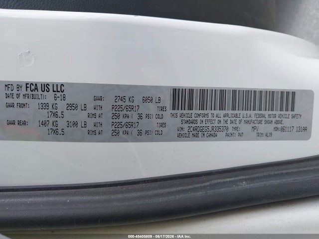 Dodge Grand Caravan Gt 2018 2C4RDGEG5JR335370 Image 9