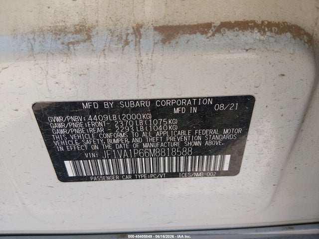 Subaru Wrx Limited 2021 JF1VA1P66M8818588 Image 9