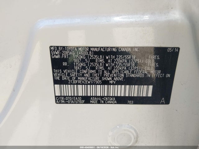 Toyota Rav4 Limited 2014 2T3DFREV2EW177905 Image 9