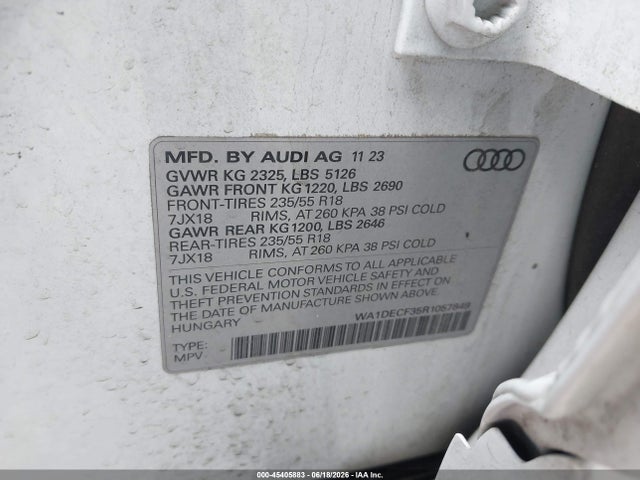 Aukcja sprzedaży 2024 Audi Q3 Premium 45 Tfsi S Line Quattro Tiptronic, vin: WA1DECF35R1057849, numer aukcji: 45405883