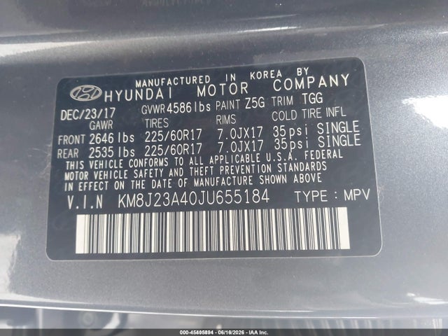 Hyundai TUCSON SE 2018 KM8J23A40JU655184 Image 9