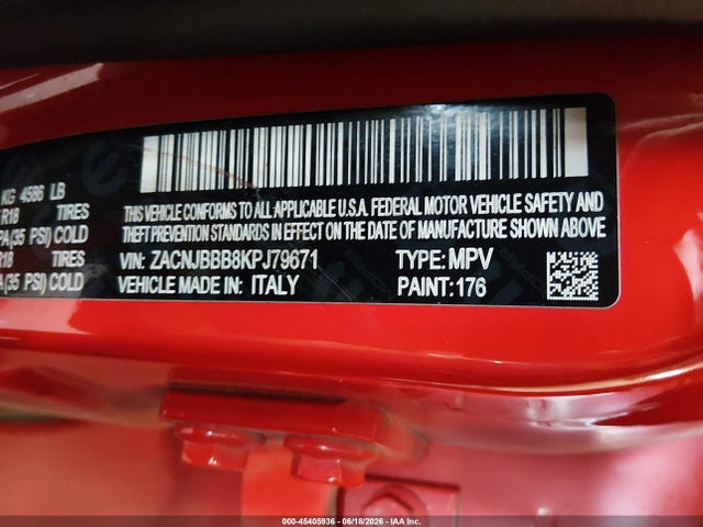 Aukcja sprzedaży 2019 Jeep Renegade Altitude 4x4, vin: ZACNJBBB8KPJ79671, numer aukcji: 45405936