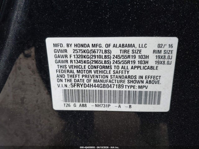 Продажа на аукционе авто 2016 Acura Mdx Technology   Acurawatch Plus Packages/technology Package, vin: 5FRYD4H44GB047189, номер лота: 45405955