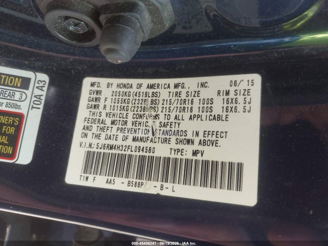 Honda CR-V LX 2015 5J6RM4H32FL094580 Image 9